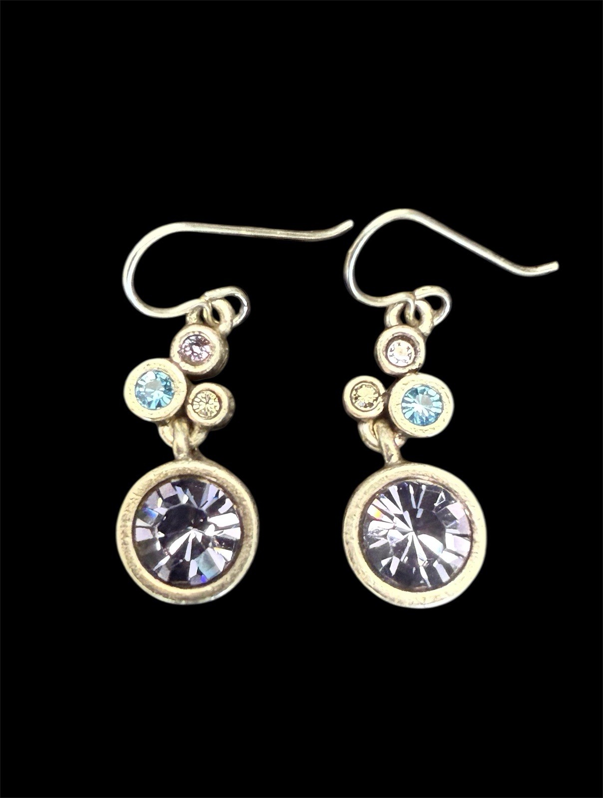 NEW Patricia Locke SILVER / SILK LENA Crystal EARRINGS Handcrafted USA NWT ’13