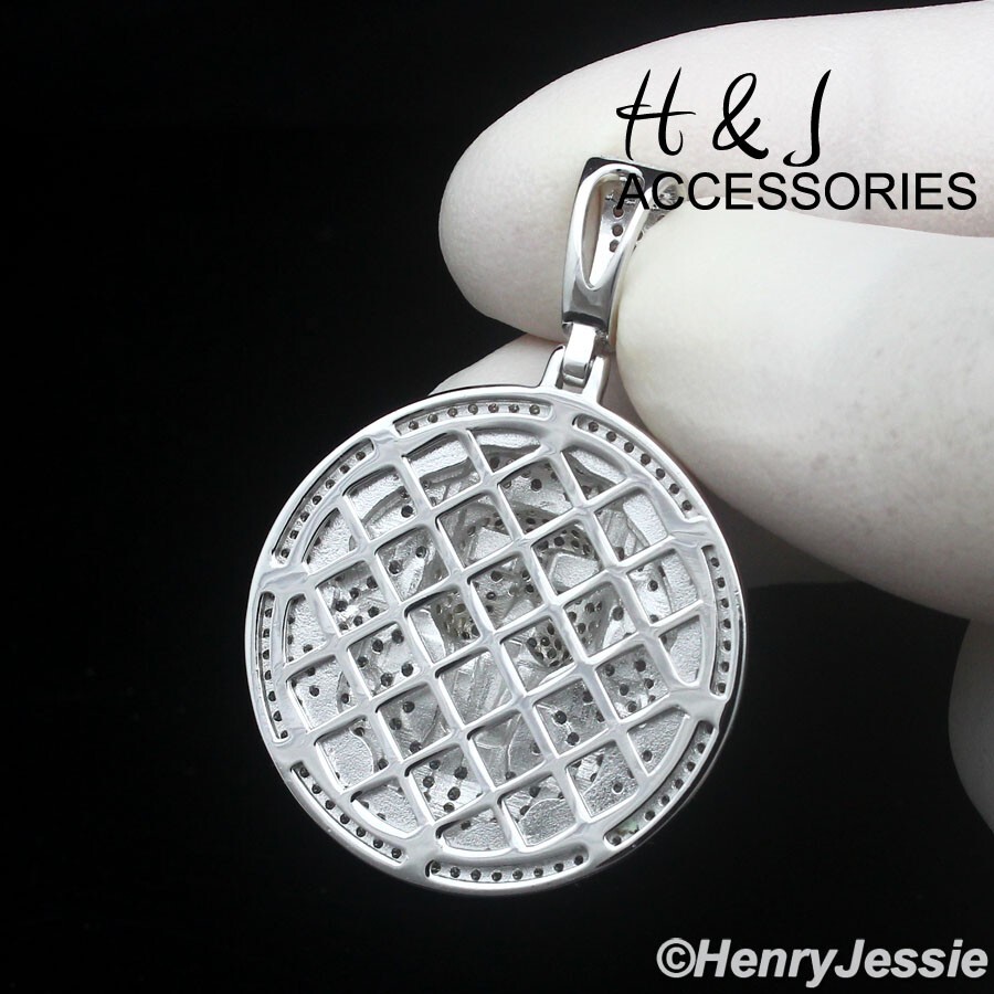 MEN SOLID 925 STERLING SILVER ICY CZ 3D LION KING FACE ROUND PENDANT*ASP479