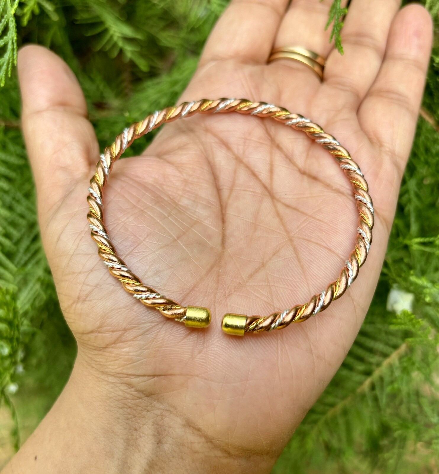 1Pc Pure Copper Brass Silver Healing Bangle, Cuff, Bracelet, Jewelry, Spiritual