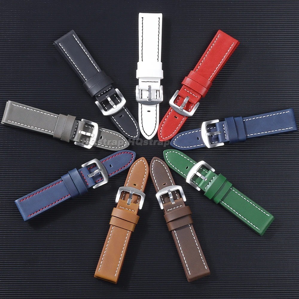 High Quality Leather Watch Band Straps mens stitched Wristband 18 20 22 24mm
