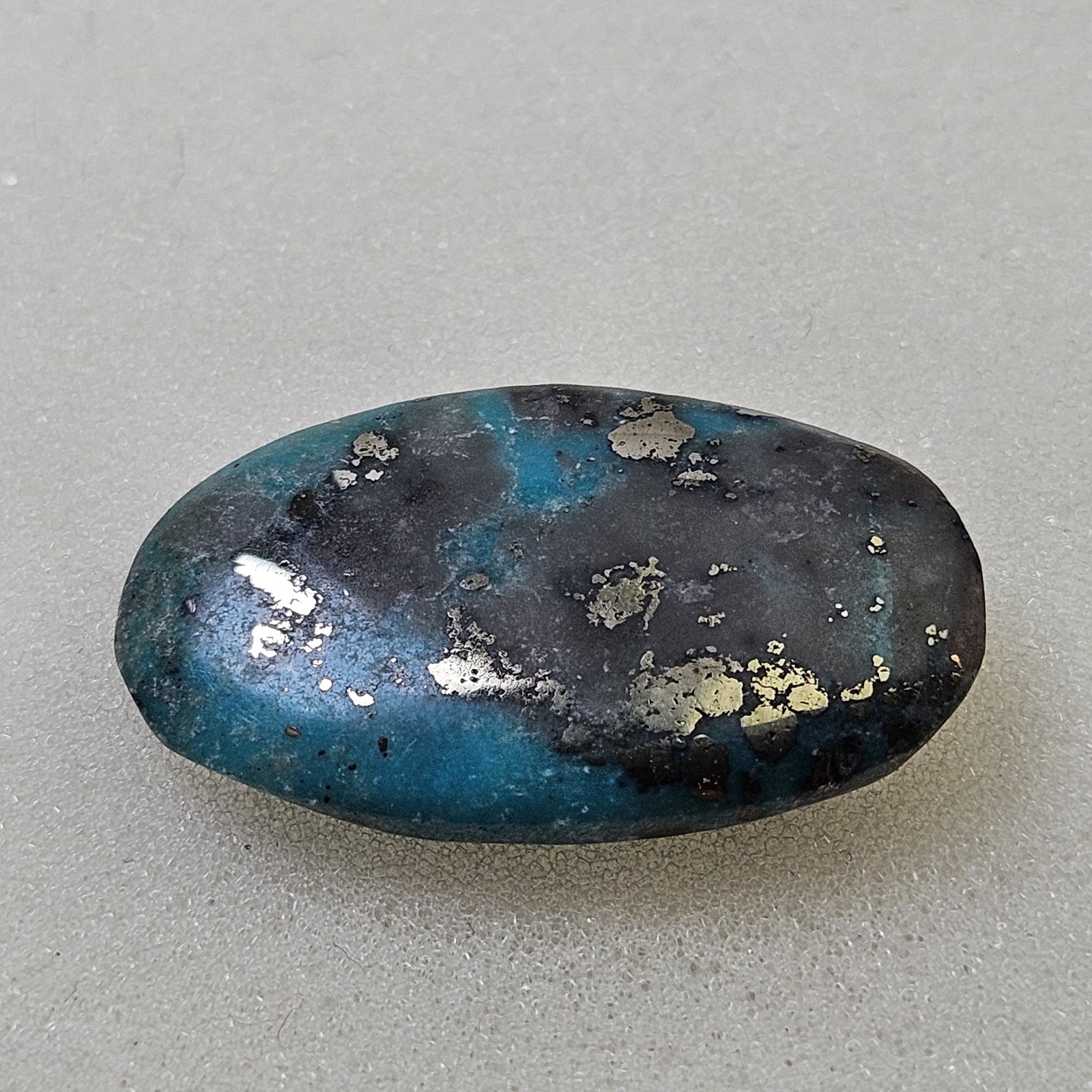 Stunning Persian Turquoise Freeform Cabochon With Pyrite Oval Shape 22.4 Carats