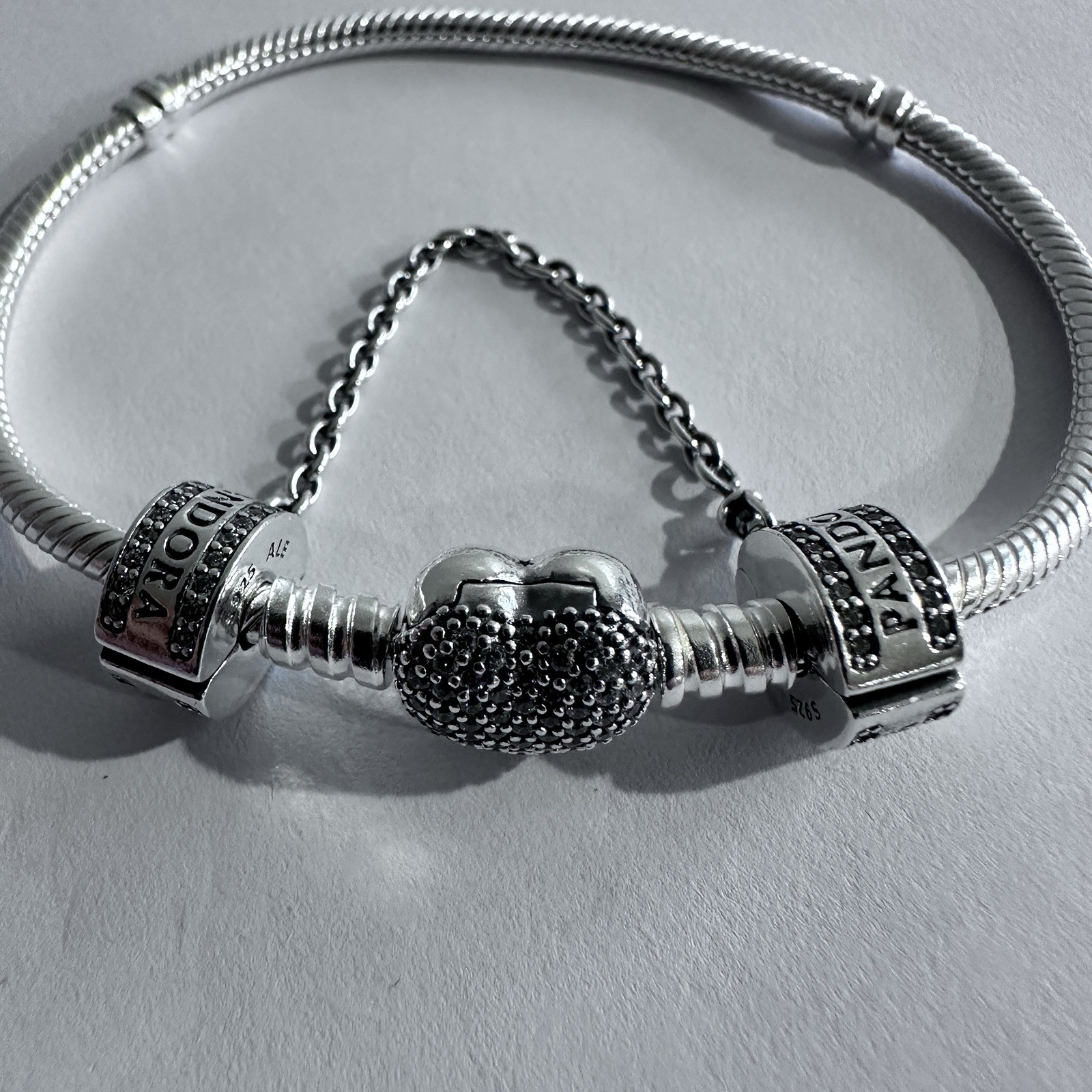 NEW Authentic PANDORA Logo Safety Chain Clip Charm 925Ale #792057CZ – 05