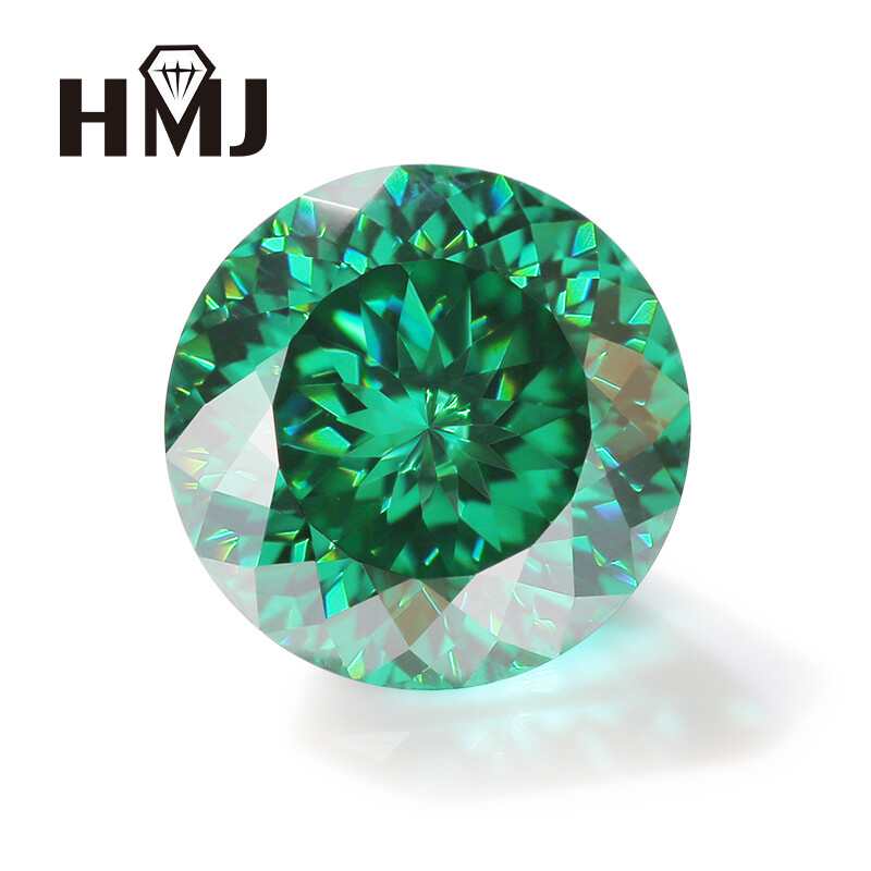 Portuguese Cut Round Moissanite Green Blue Color VVS1 GRA Handmade Loose Gems