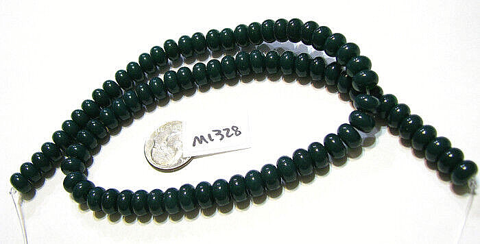 Round Glass Beads DARK GREEN 8x3mm Strand of Approx 80 M1328