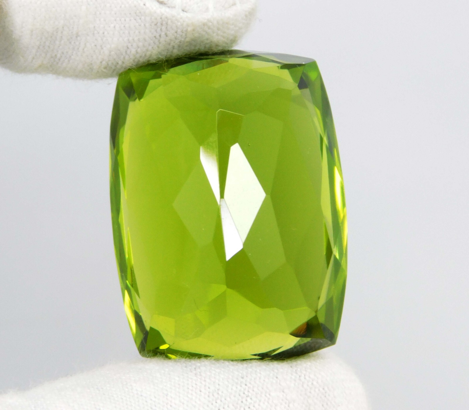 112.65 Ct Natural Green Peridot Cushion Cut Certified Loose Gemstone