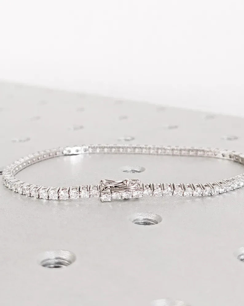14K White Gold 6.60CT Round Cut GDGL Certified Natural Diamond Tennis Bracelet