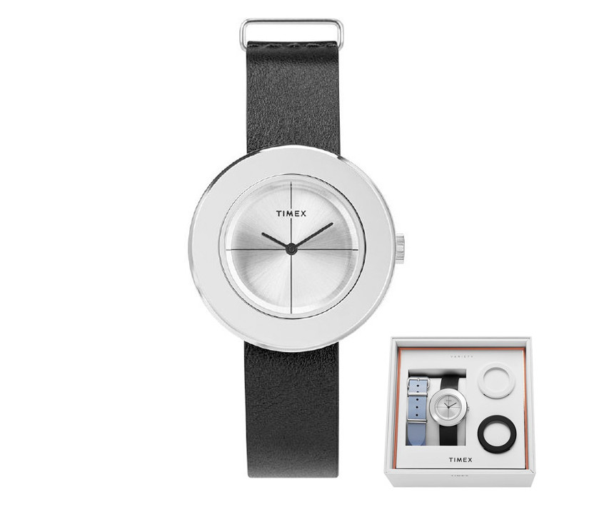 Timex Variety TWG020100 Ladies Silver Watch Gift Set Extra Straps Bezels 34mm