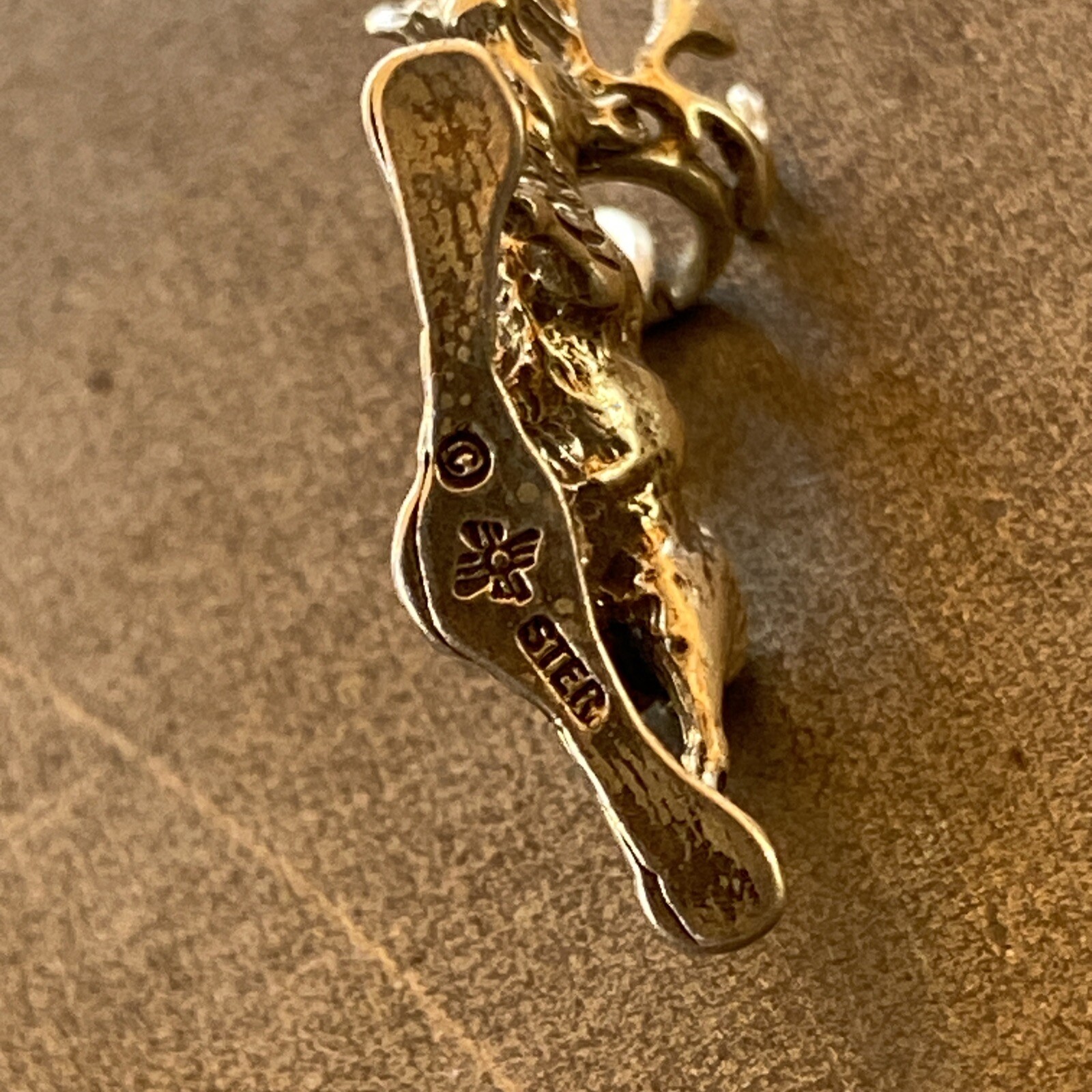 Sterling Silver Solid 3D Caribou Reindeer Elk Deer Stag Charm Pendant