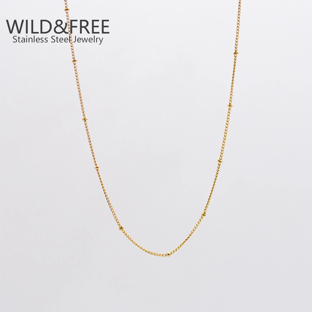 Classic Gold Stainless Steel Necklaces Simple DIY Basic Chains Jewelry