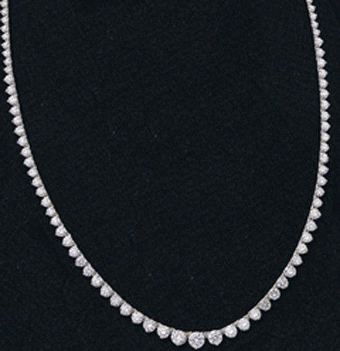 7.50 ct Round Diamond 14k White Gold Graduated Tennis Necklace F-G VS/SI1