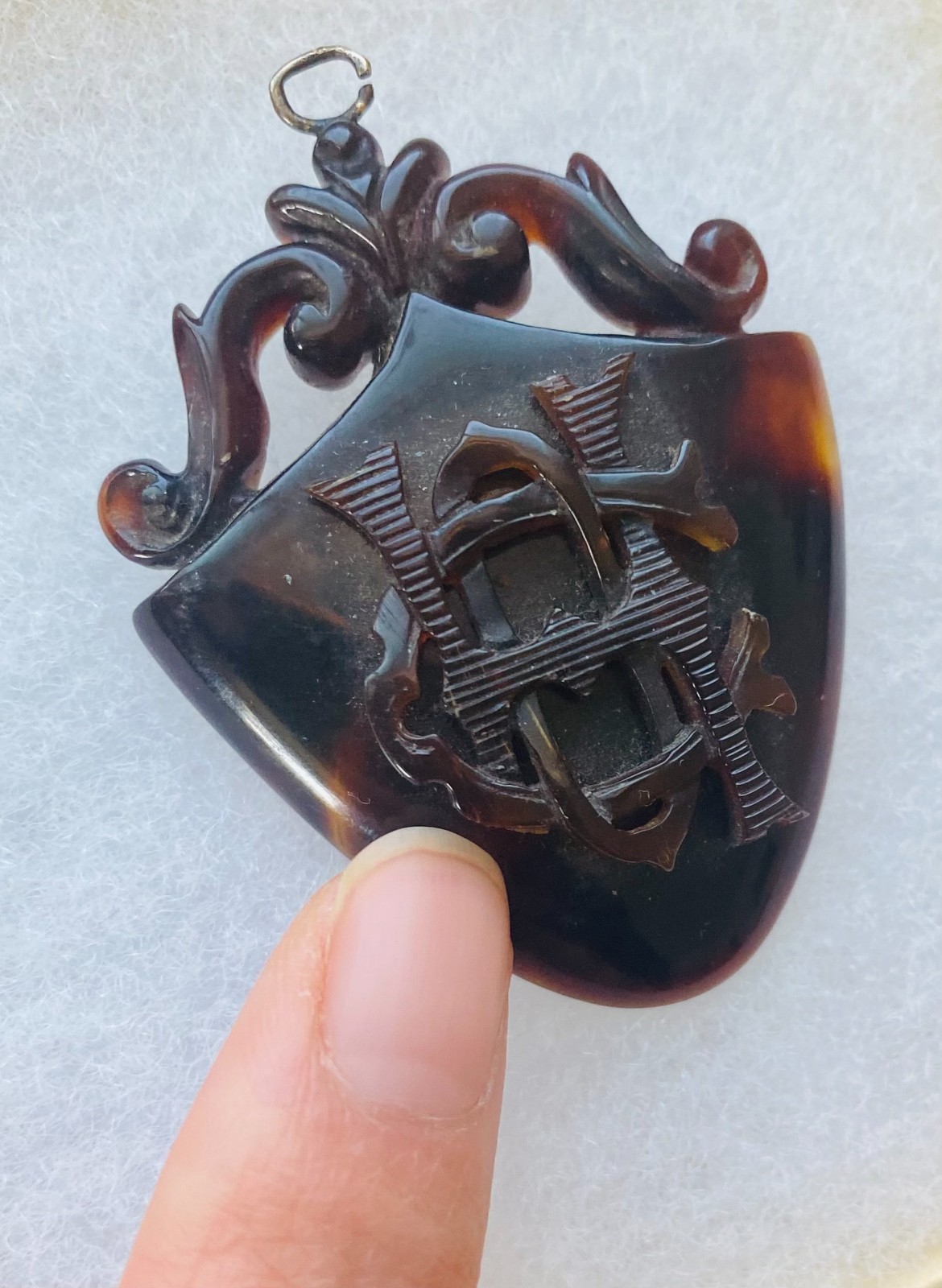 Victorian Tortoiseshell Monogrammed Pendant (Missing a piece) (WW030)