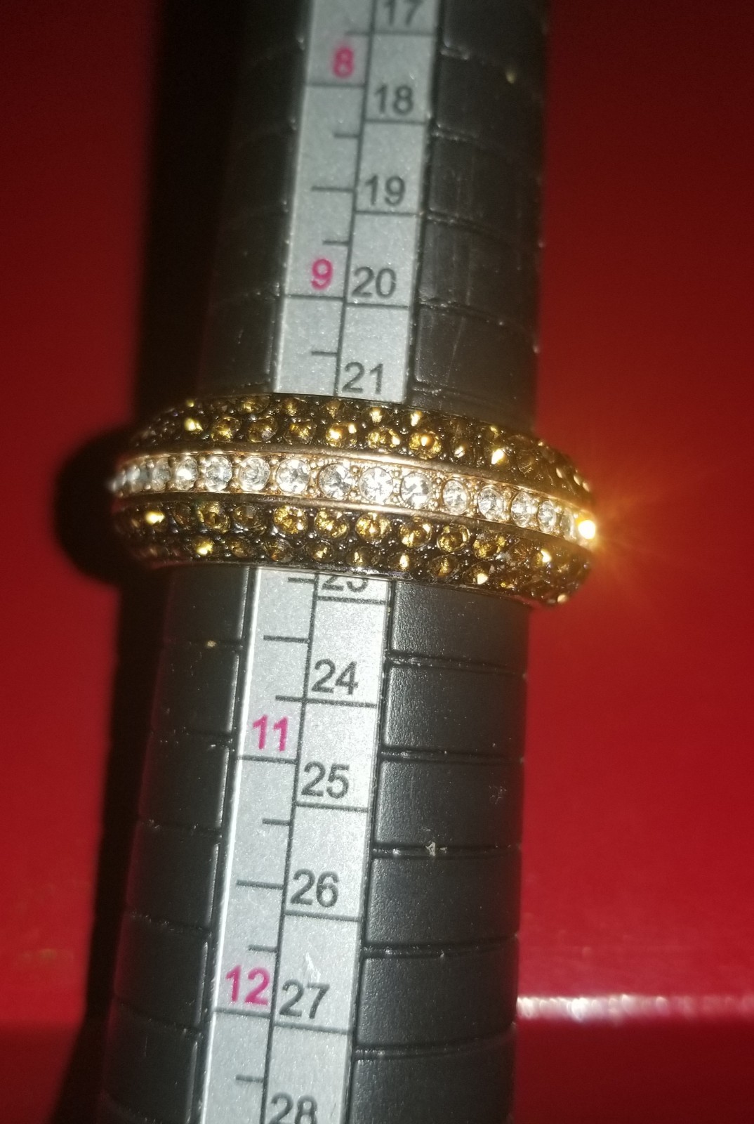 Vintage Joan Boyce Chocolate Clear Pave CZ Rose Gold Plated Band Ring, Size 10