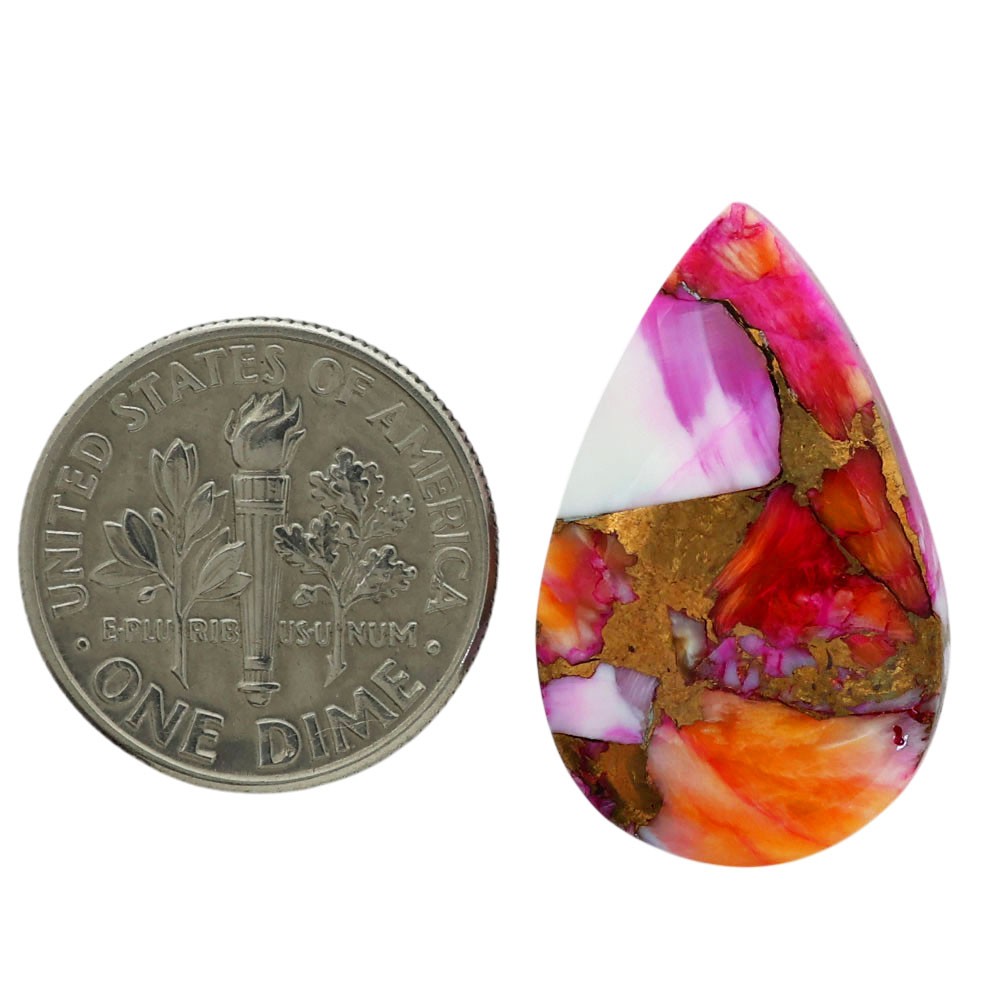 Natural Kingman Orange Dahlia Turquoise 15.3×24.7×5 mm Pear Gemstone LS78-06920