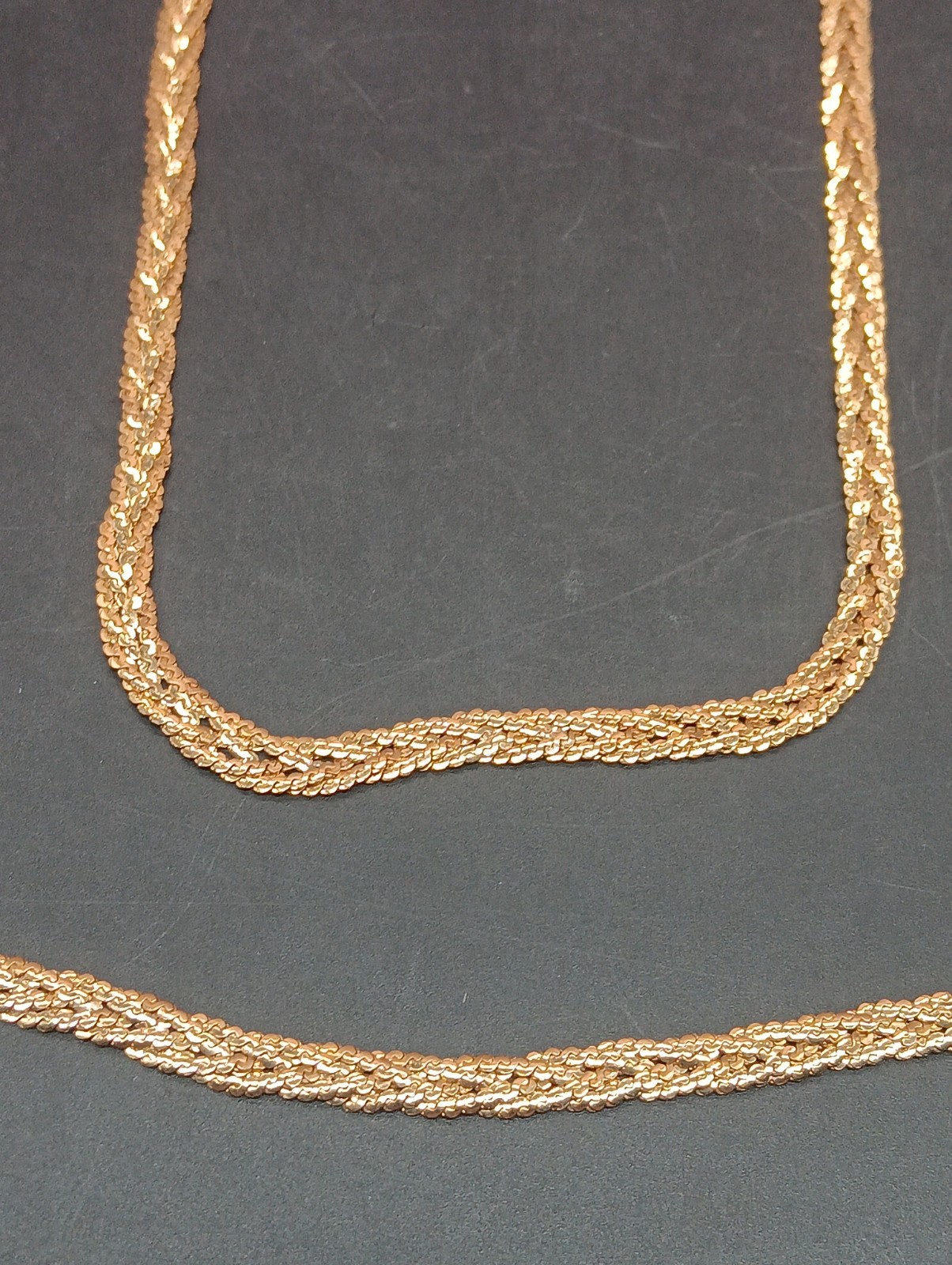 Braided 3 Woven Rope Necklace & Bracelet Set 1/20 12K GF 15.0 Total Grams *Read