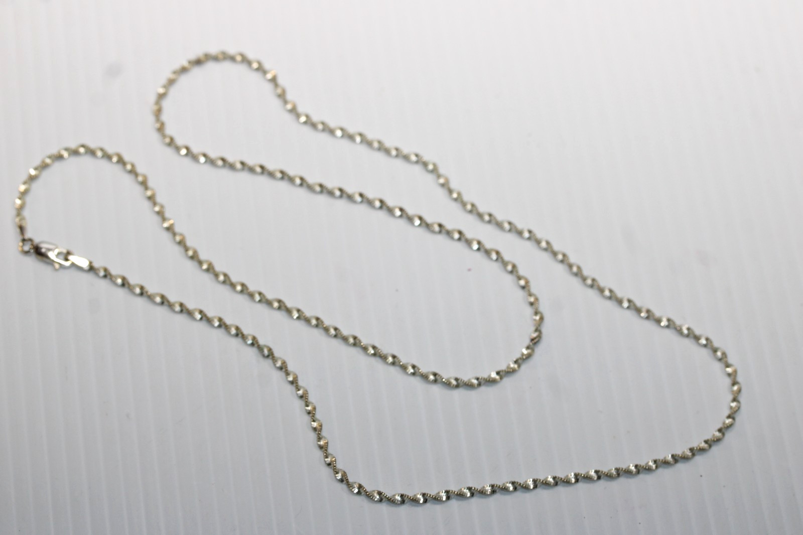 925 Sterling Silver Vintage Twisted Ribbon Rope Chain Necklace 24″ #236