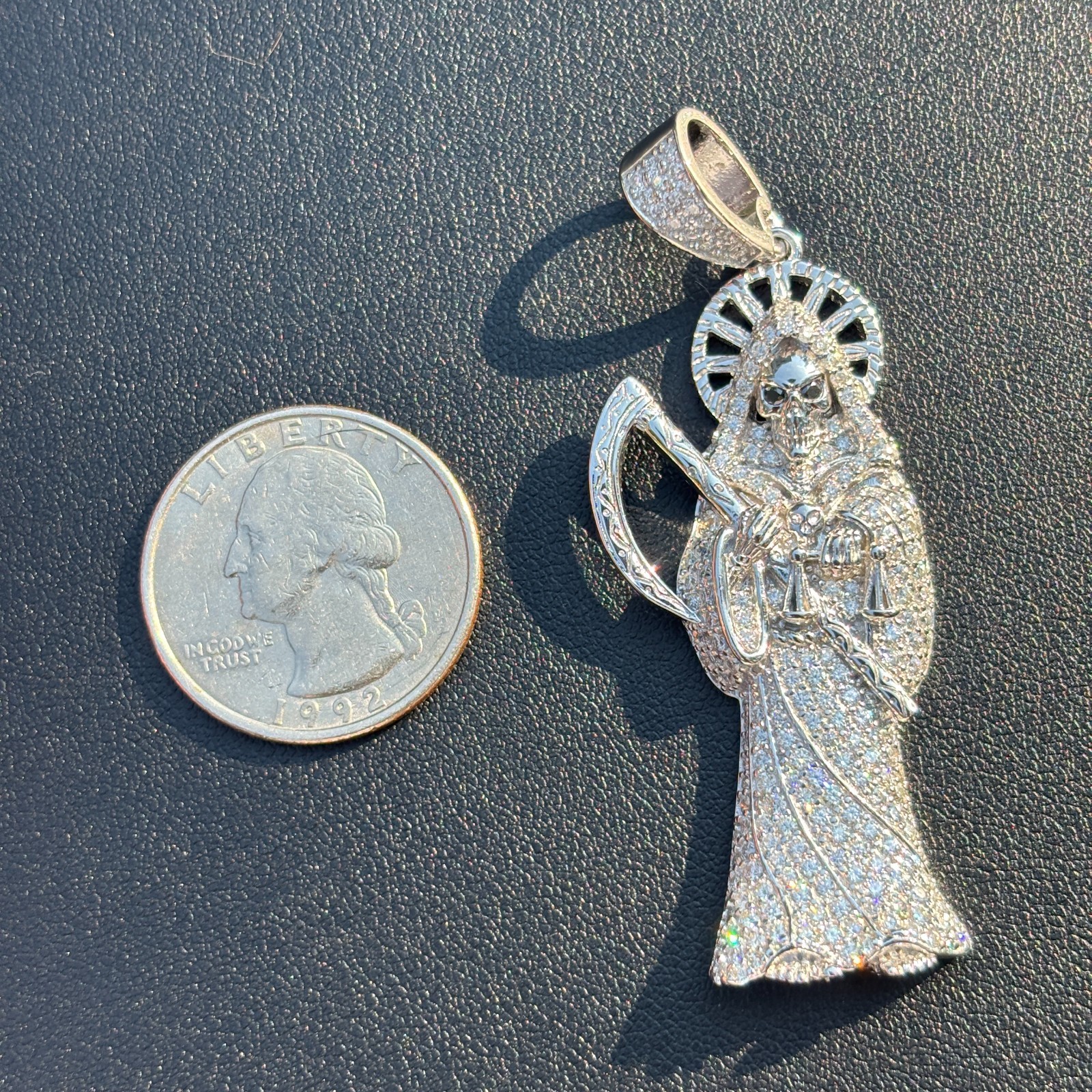 Moissanite Grim Reaper Pendant – Solid 925 Sterling Silver Or 14k Gold Vermeil