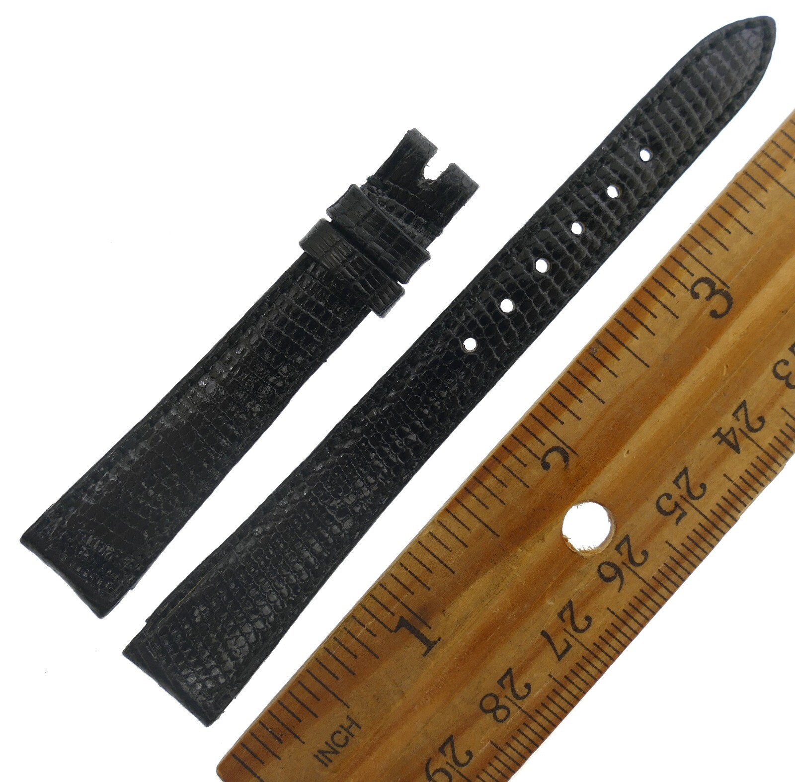 LADIES ROLEX 13mm BLACK GENUINE LIZARD LEATHER WATCH STRAP NOS