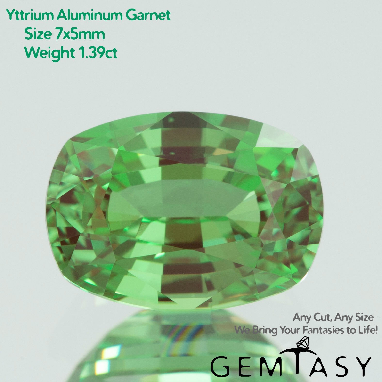 Cut stone – YAG Green-Red Czochralski (Pulled) lab grown, 7x5mm 1.18-1.39ct