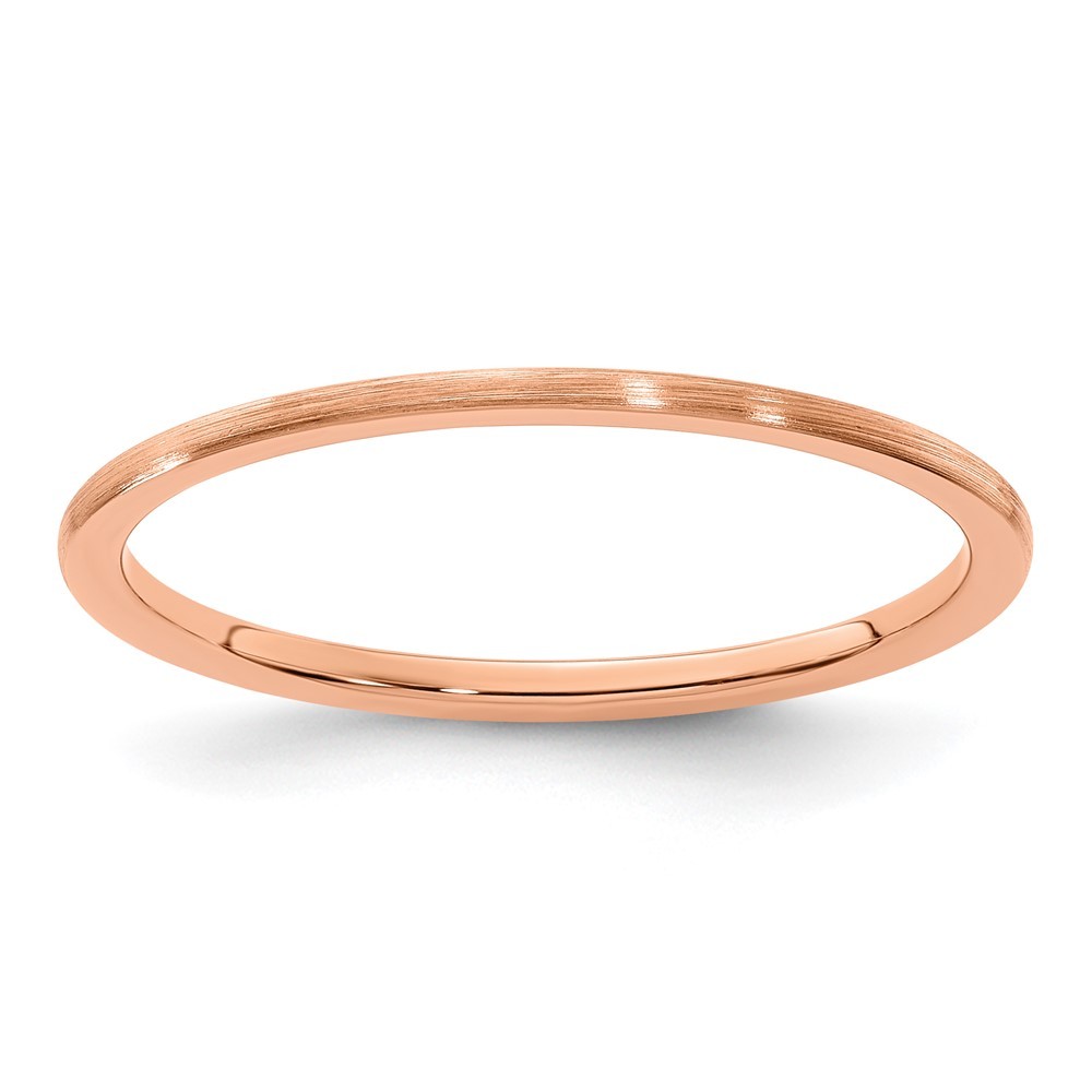 10K Rose Gold 1.2mm Half Round Satin Stackable Band Ring Size 7