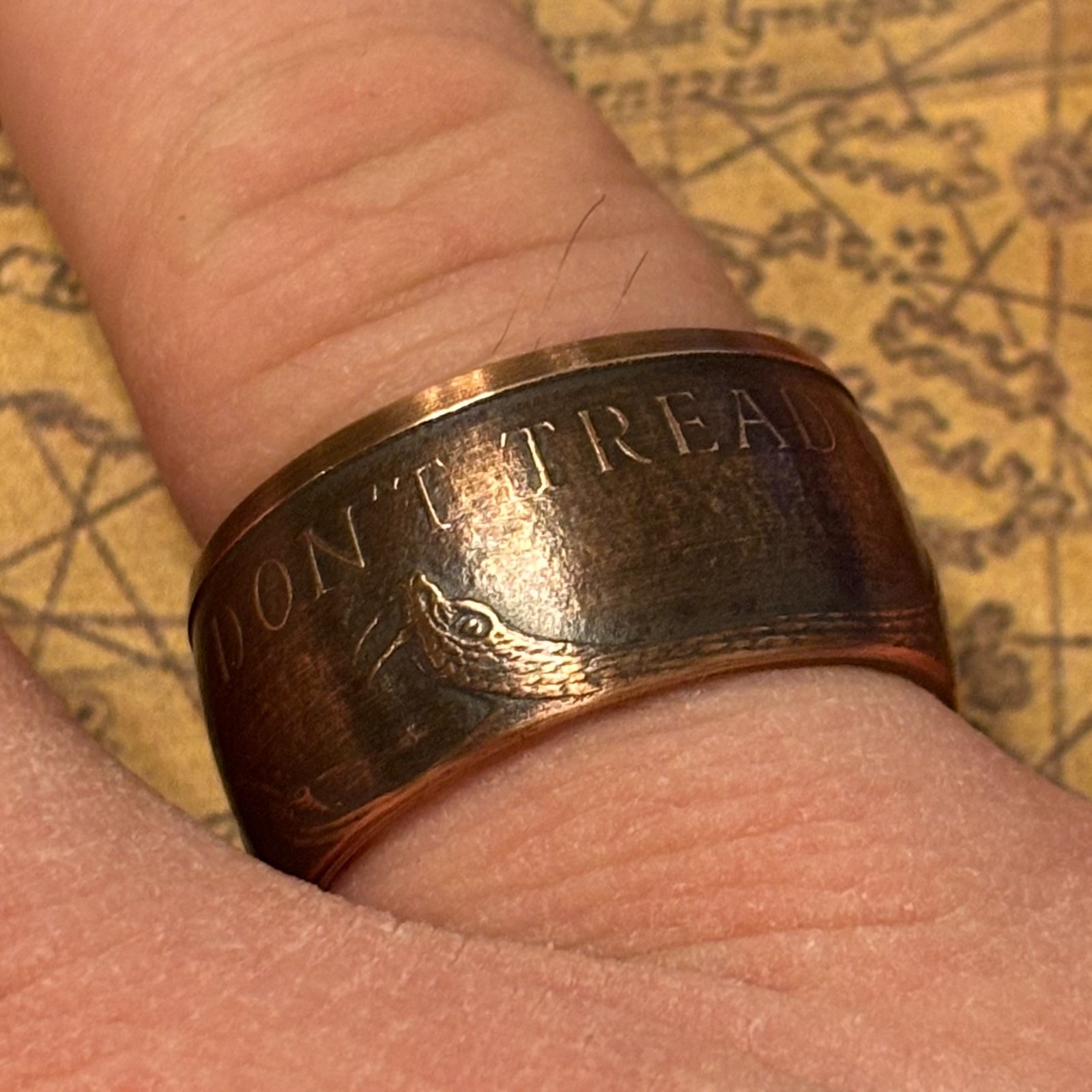 COPPER “DON’T TREAD ON ME” Gadsten Flag Coin Ring 1 TOz USA America SIZE 7-14