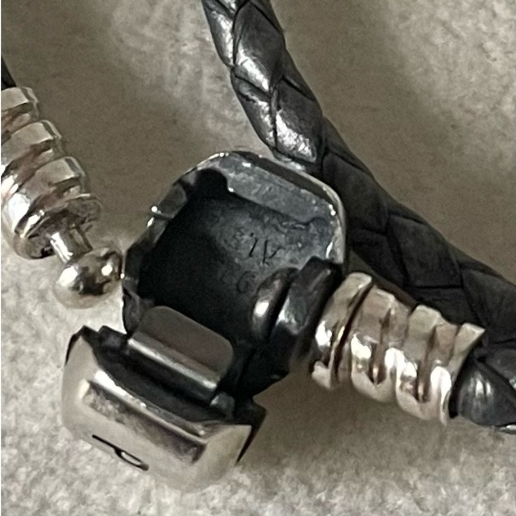 Pandora Sterling Silver 925 Leather Bracelet 14.9”