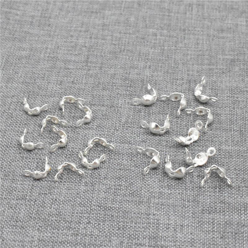 15 Sterling Silver End Tip Knot Cover Crimp Beads Clamshells Connector