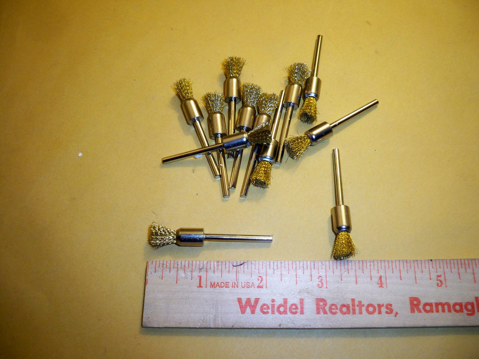 10 Pc END BRASS. WIRE WHEEL BRUSHES GUNSMITH BITS FOR DREMEL BRASS WIRE BRUSH