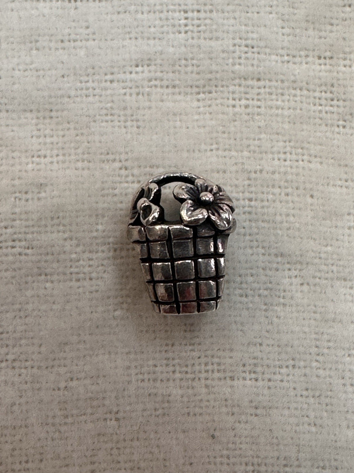 Flower Basket .925 Sterling Silver Charm