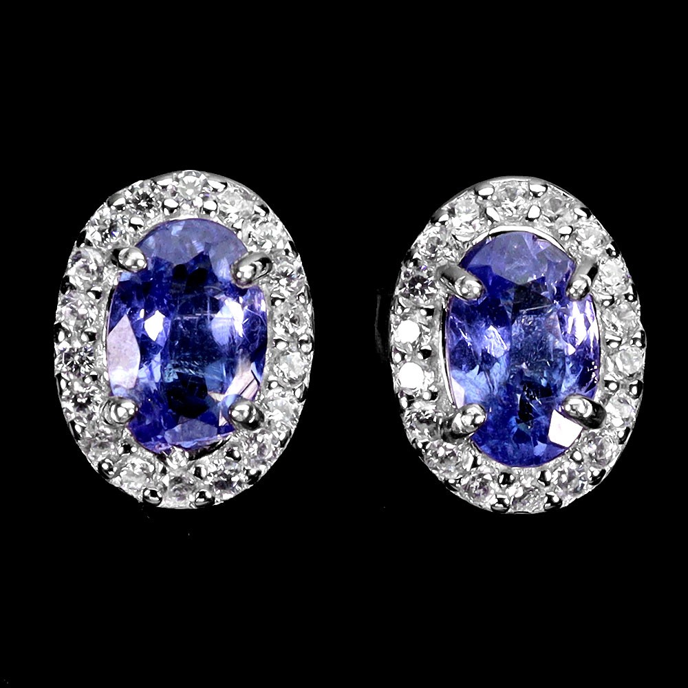 925 Sterling Silver Earrings Oval Tanzanite 6x4mm Natural Gemstone Jewelry