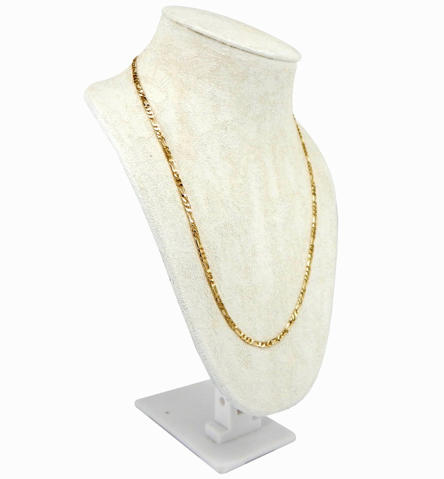3mm Italian Figaro Link Chain Necklace 8″ 18″ 20″ 24″ 30″ inch 14K Gold Plated