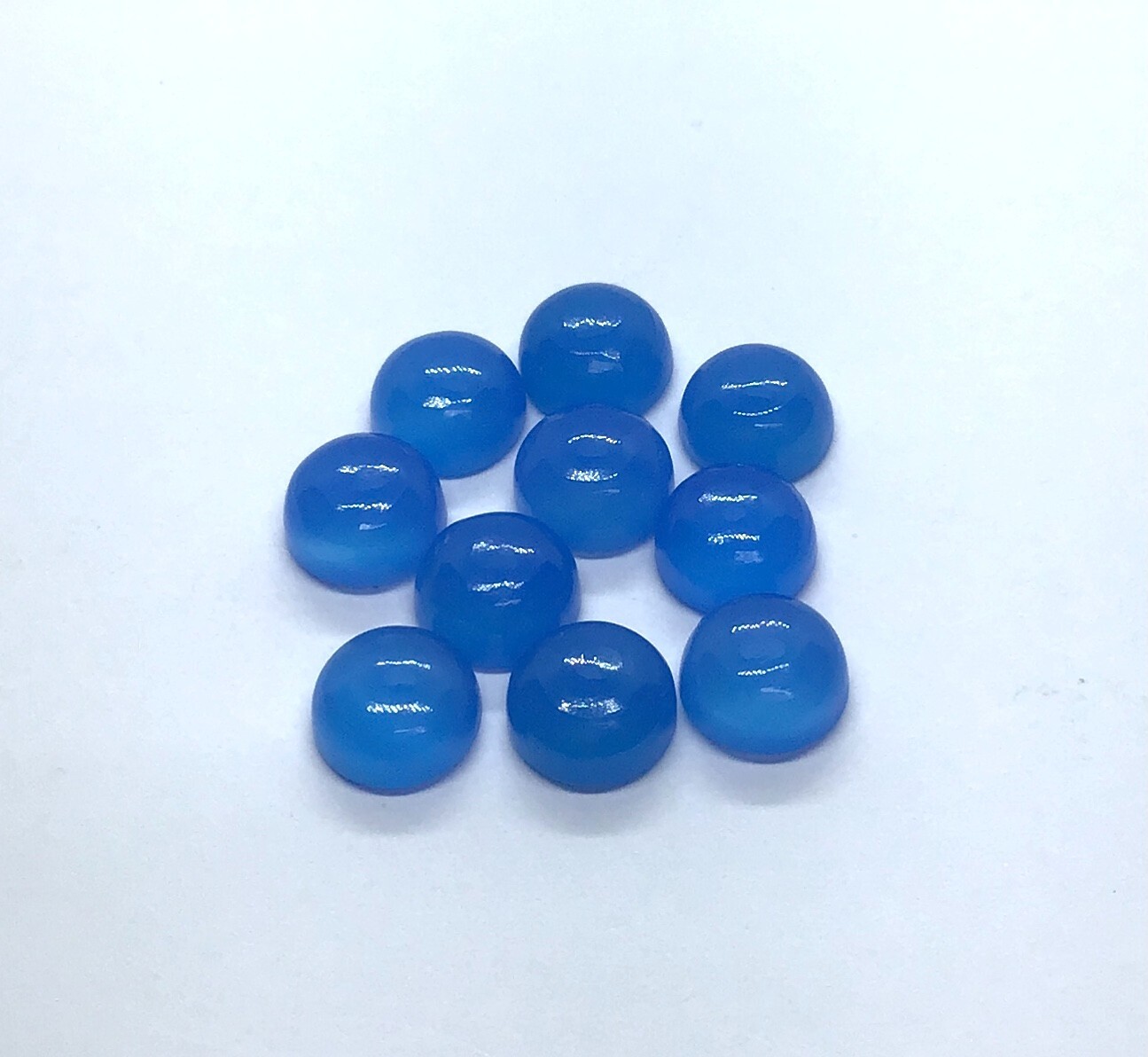 Round Flat Back Blue Chalcedony AAA Natural Loose Gemstone For Making Jewelry