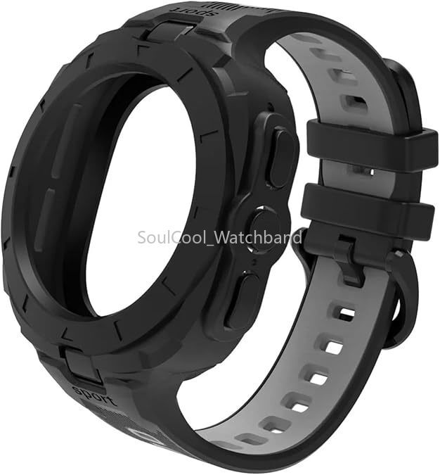 TPU Rugged Silicone Strap Sport Case Band For Samsung Galaxy Watch Ultra 47MM