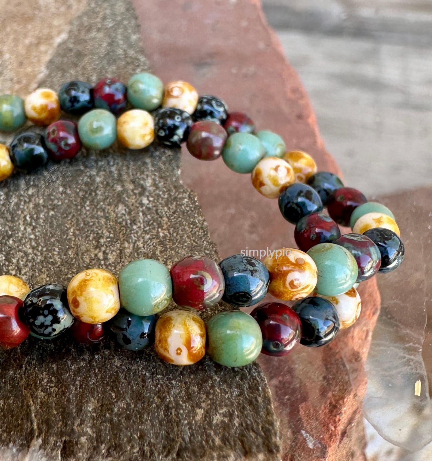 Picasso Mix Czech Glass Beads 4mm Round 50 Pcs Opaque Smooth Druk