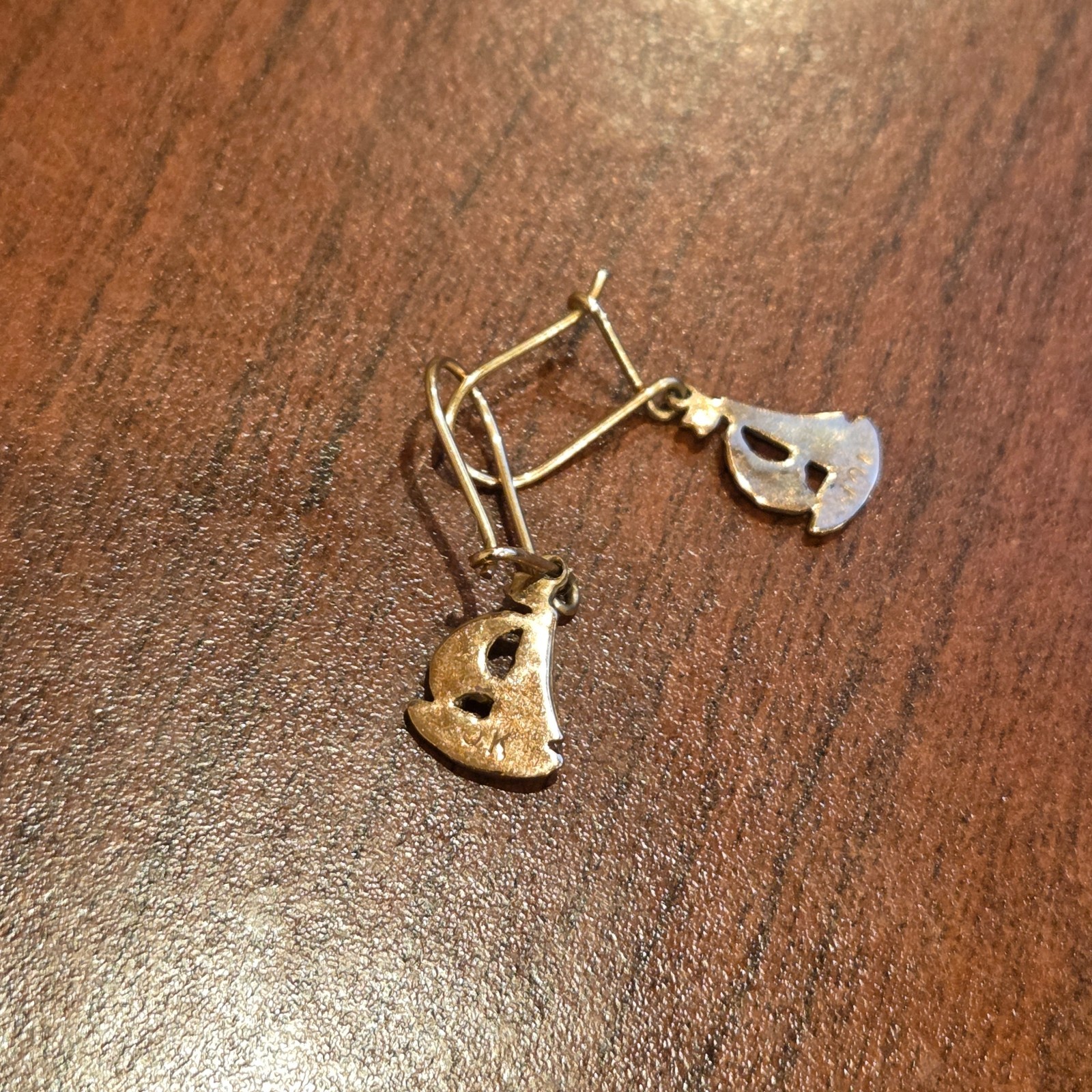 10K Solid Yellow Gold Diamond Cut Sailboat Dangle Drop Earrings Kidney Wire
