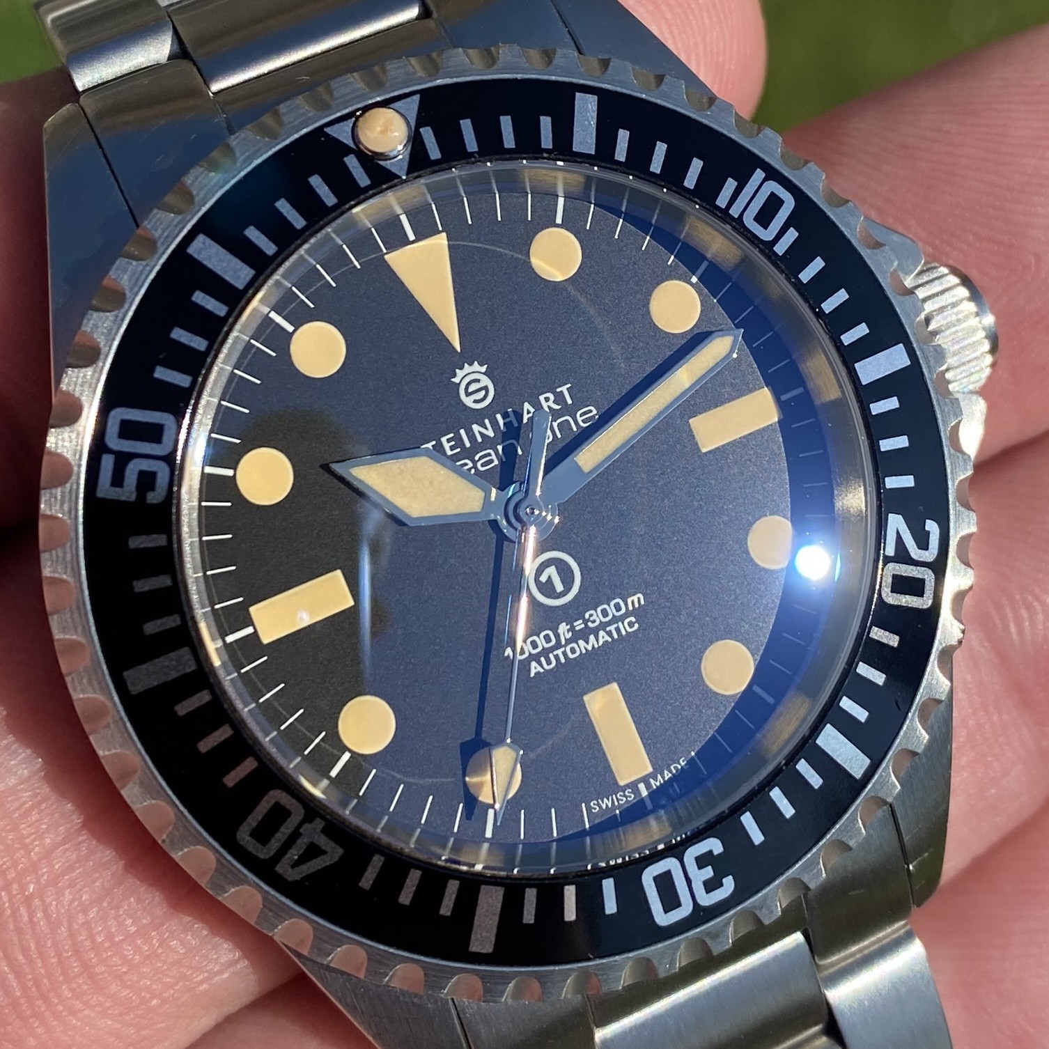 Steinhart Ocean One Vintage Military OVM Black Automatic Diver Watch 42mm