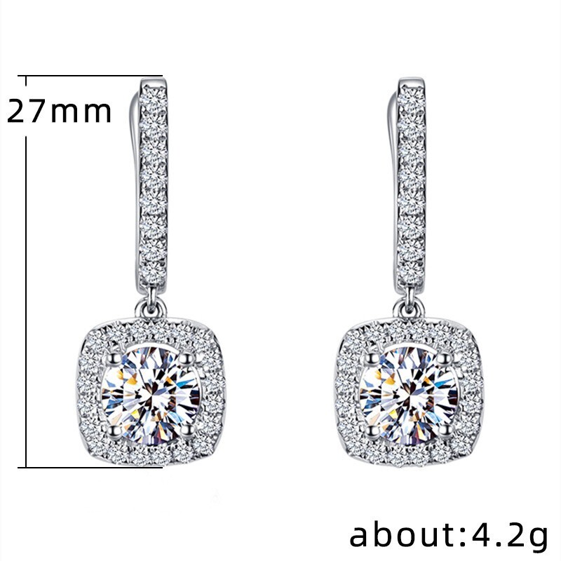 3 Colors Womens 14K Gold Plated Sparkling Iced CZ Huggie Earrings Drop Dangle