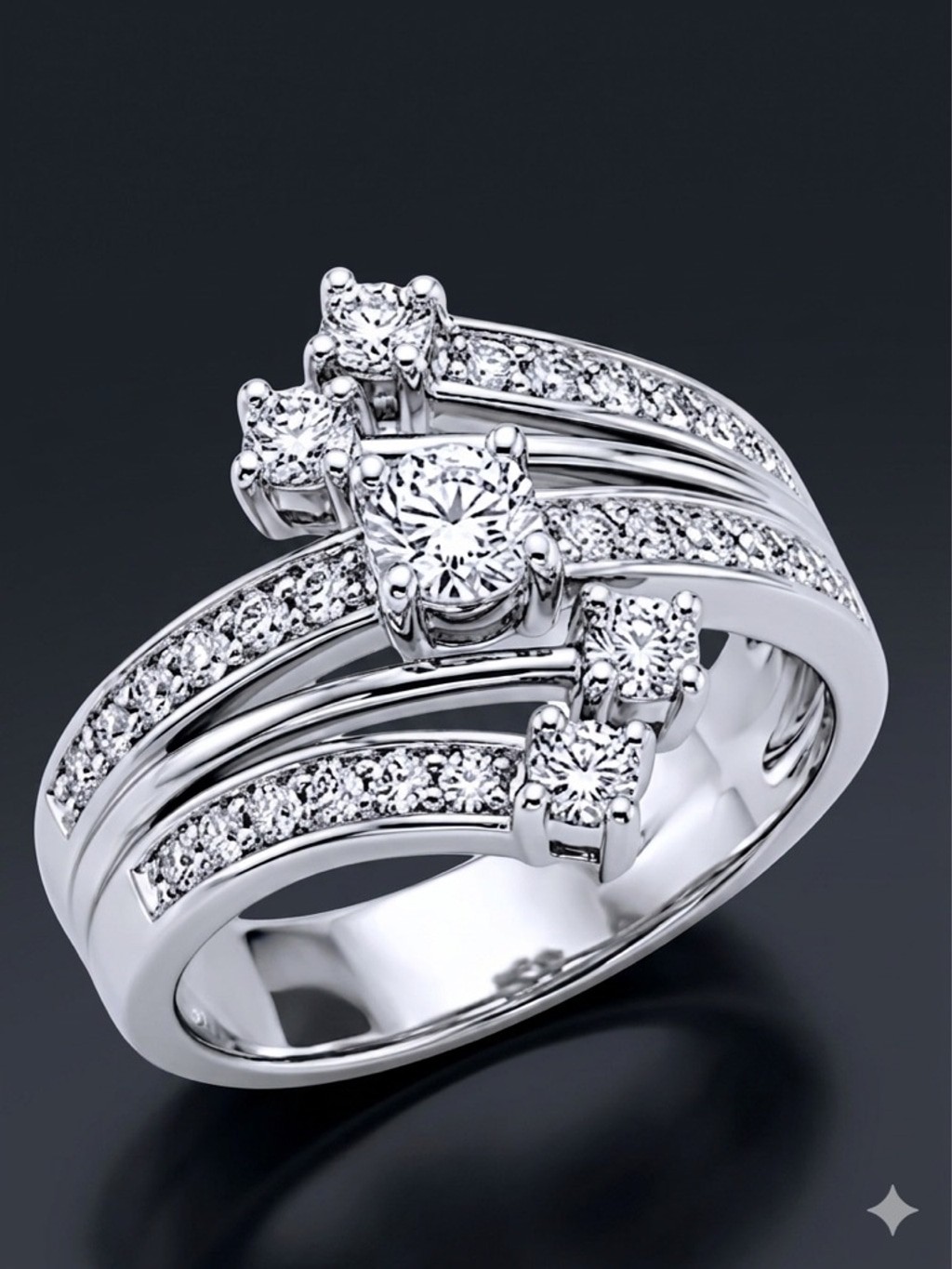 14K White Gold Diamond Right-Hand Ring – Size 6.5