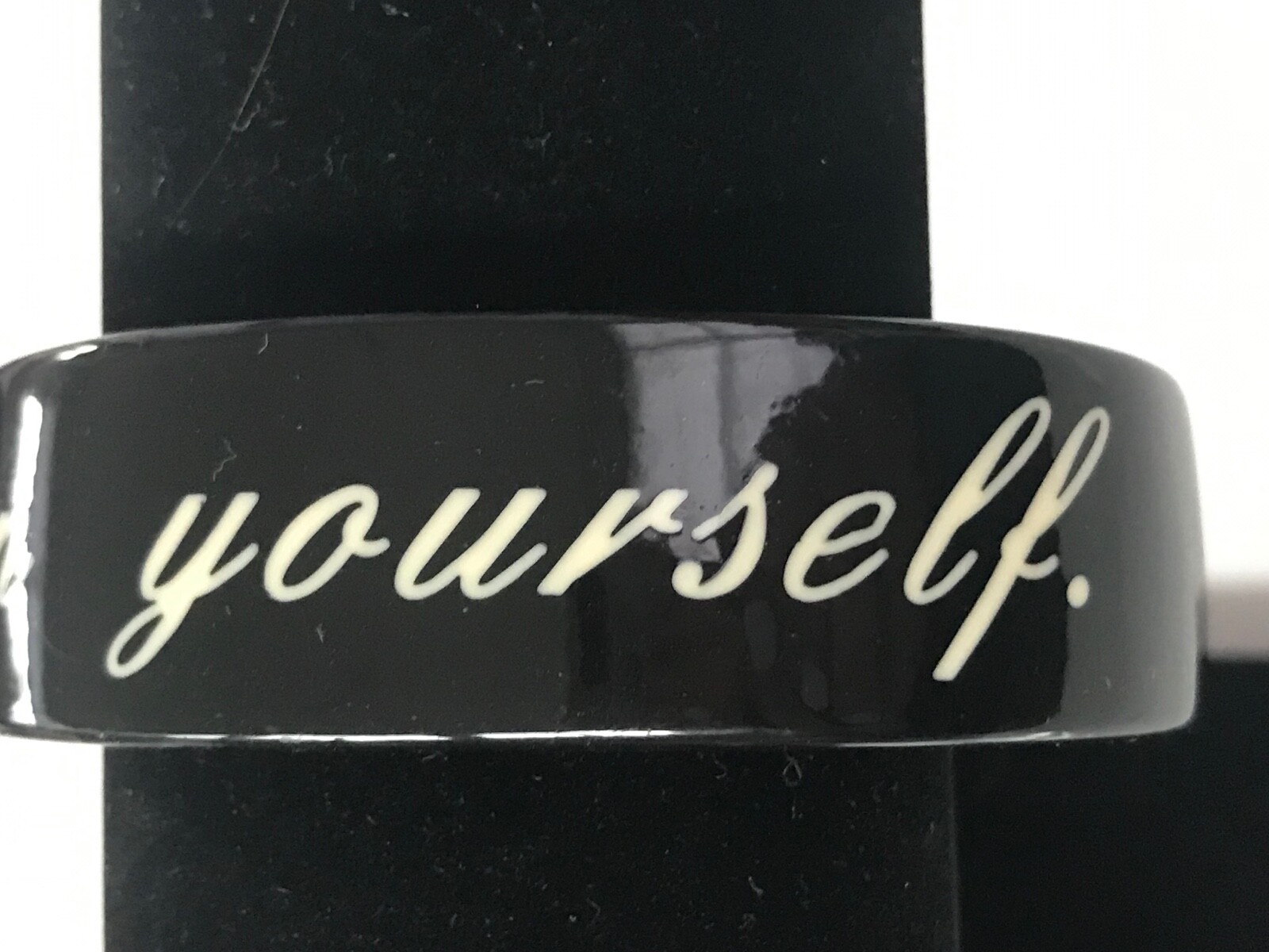 Chunky Black Plastic Resin Be Positive Believe In Yourself Domed Bangle Bracelet