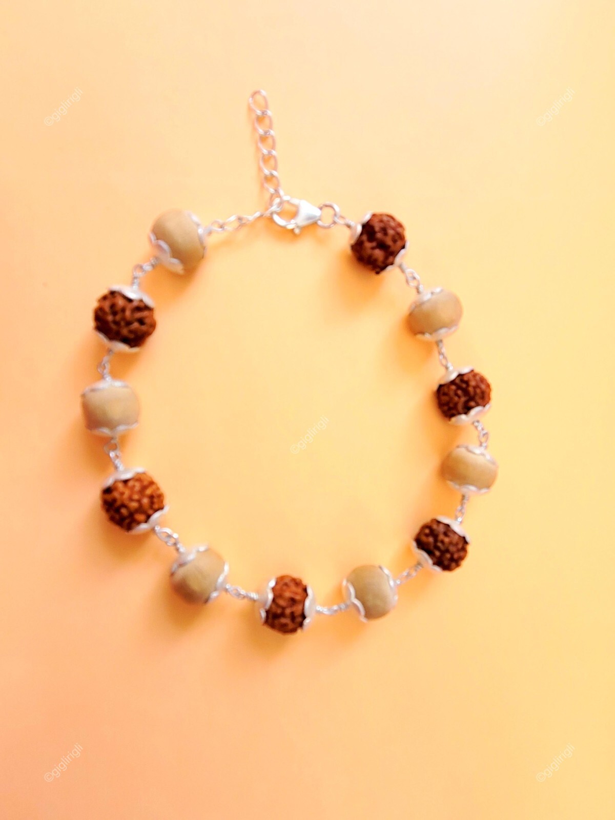 Natural Rudraksh 925 Silver Statement Halloween Special Bracelet For Women