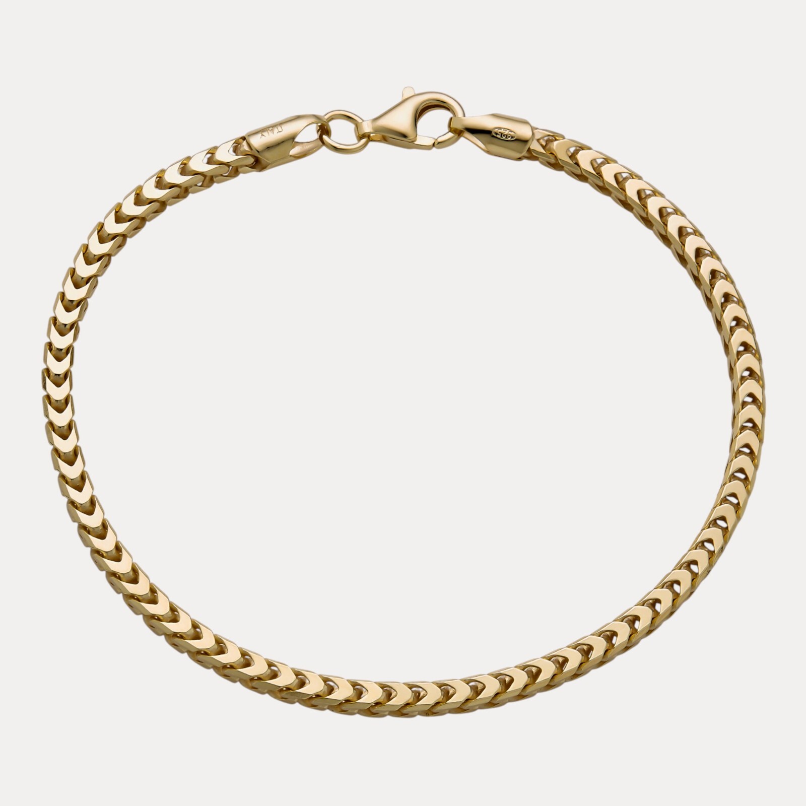 3mm Franco Link Bracelet – Real Solid 925 Sterling Silver Or 14k Gold Vermeil