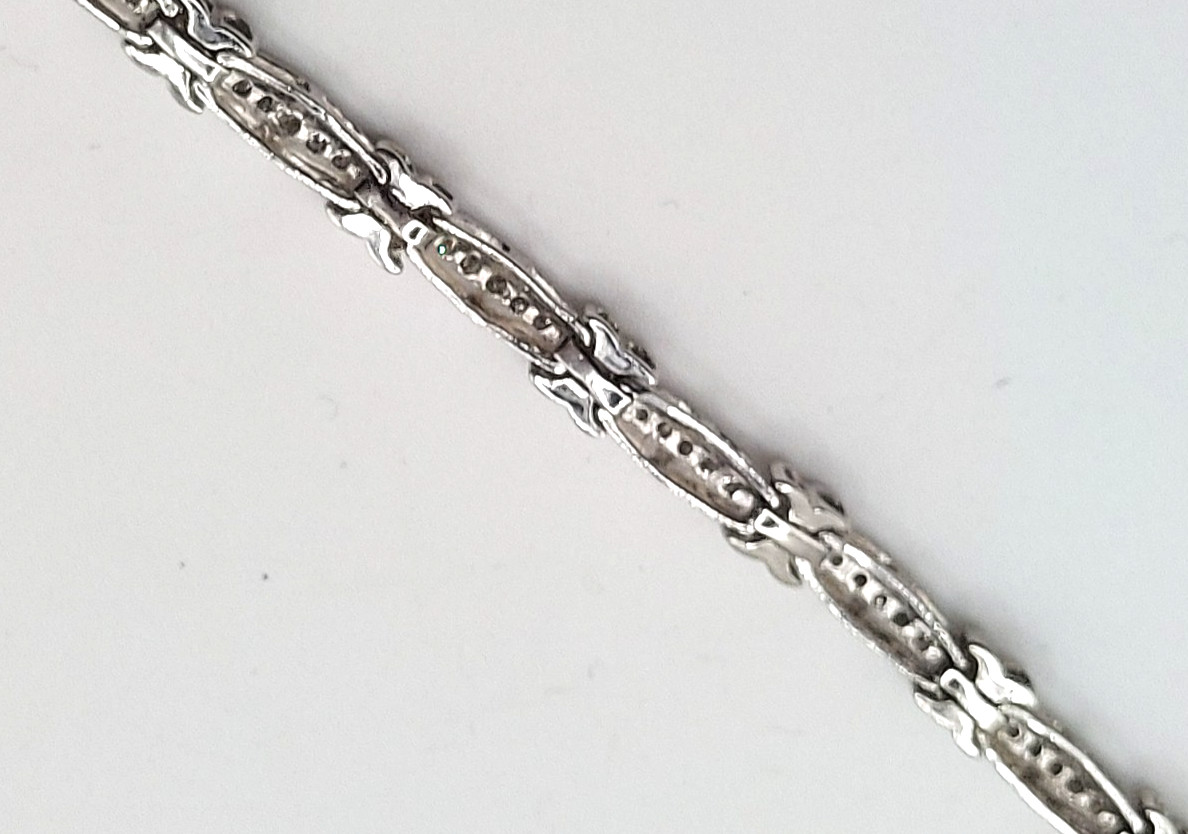 White Gold Diamond Link Bracelet 7″ – 10k Round Brilliant 1.00ctw ~ 8.8 Grams