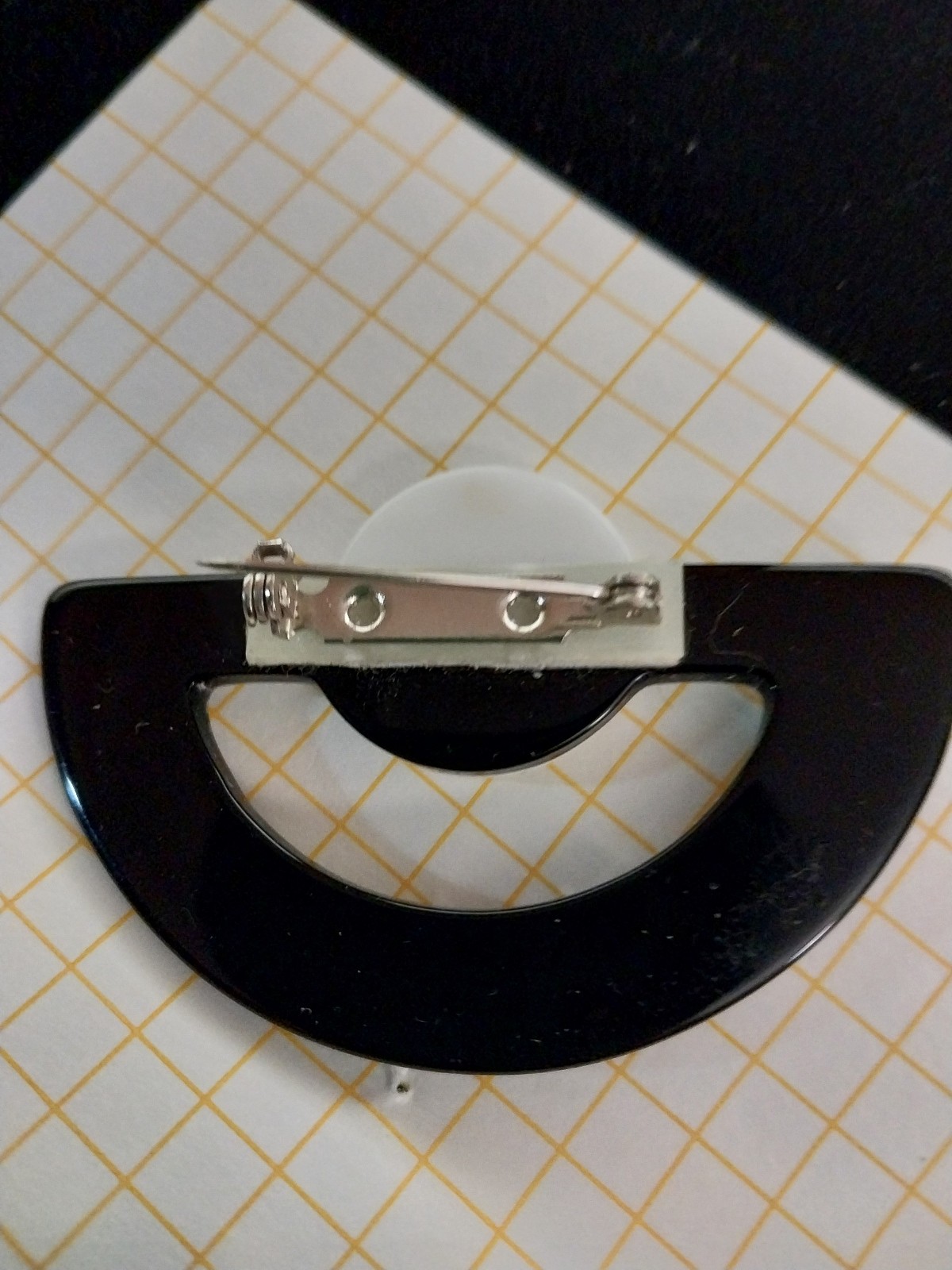 Acrylic Geometric Modern vintage Black & White Brooch 2 1/2 inches