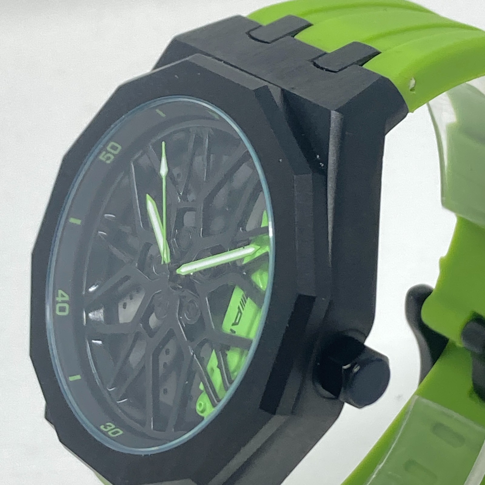 HMN Mercedes Petronas G55 Watch Men 48mm Black Green Spinning New Battery 8.75″