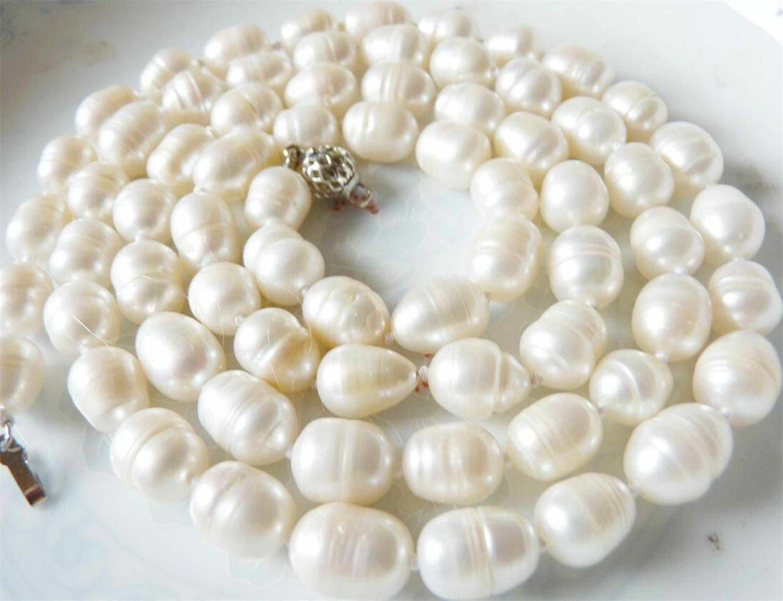 8-9mm Natural White Akoya Freshwater Cultured Baroque Pearl Long Necklace 16-50″