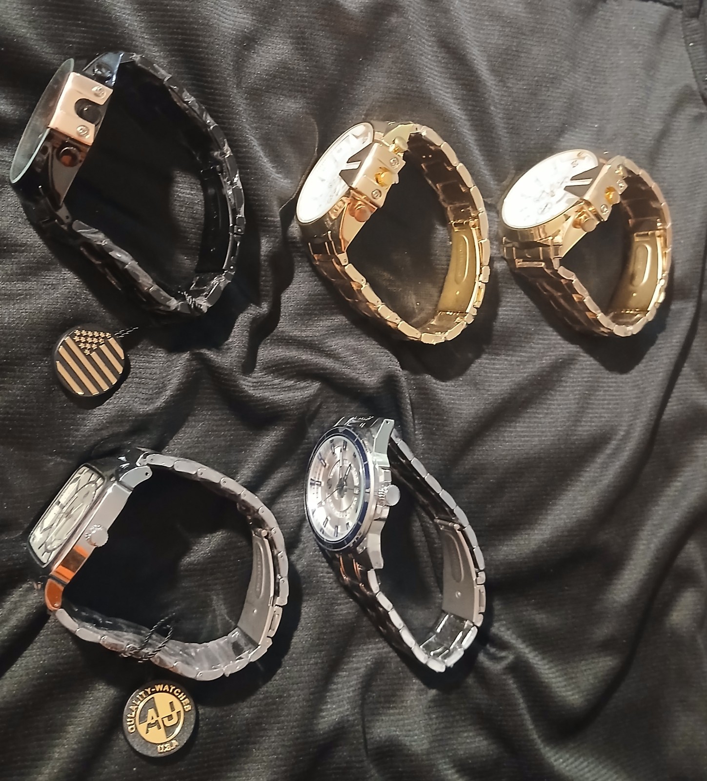 Men’s AJ Brand 5 Watch Stainless Steel Lot. Brand New 53MM AND 45MM
