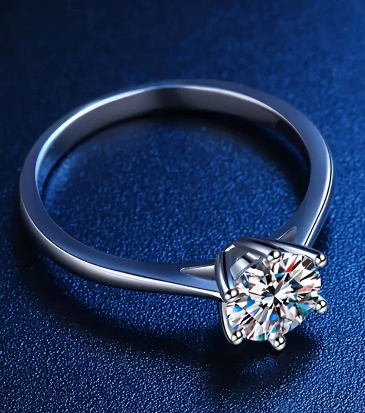 2 Carat Moissanite Solitaire Engagement Ring 925 Sterling Silver Size 7