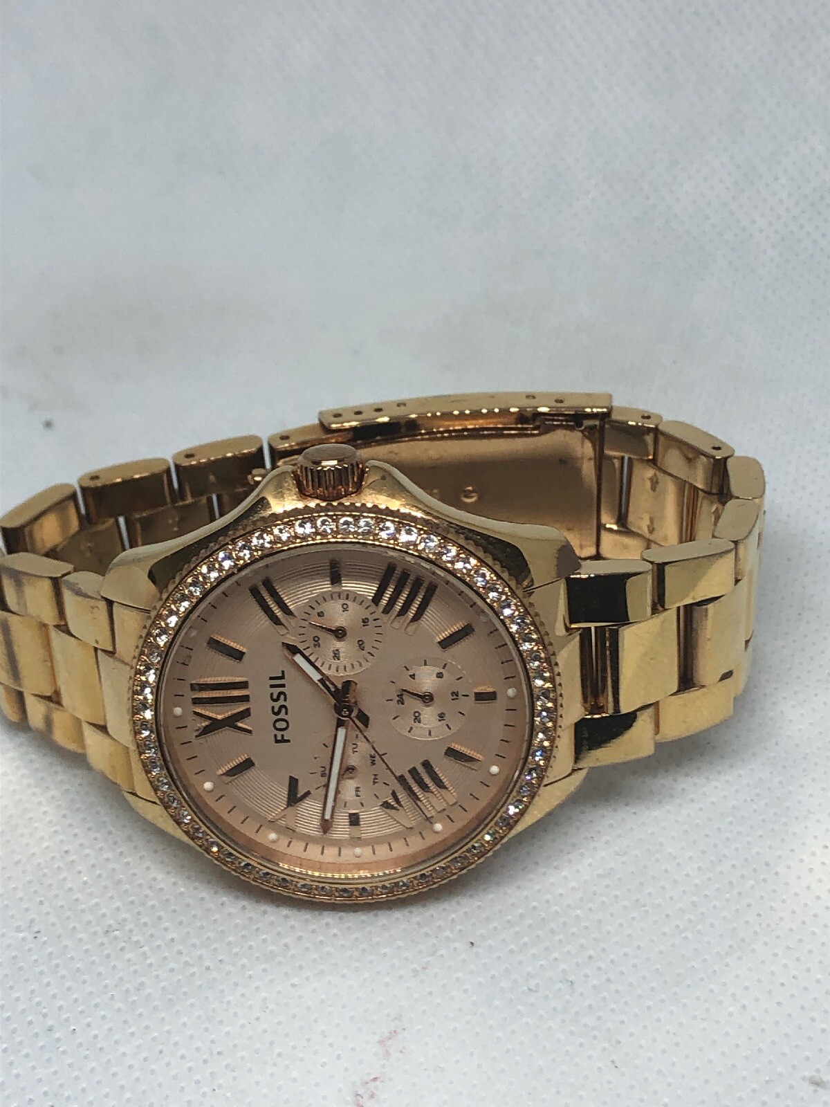 Fossil AM4483 Women’s Stainless Steel Analog Rose Gold Dial Genuine Watch HG55