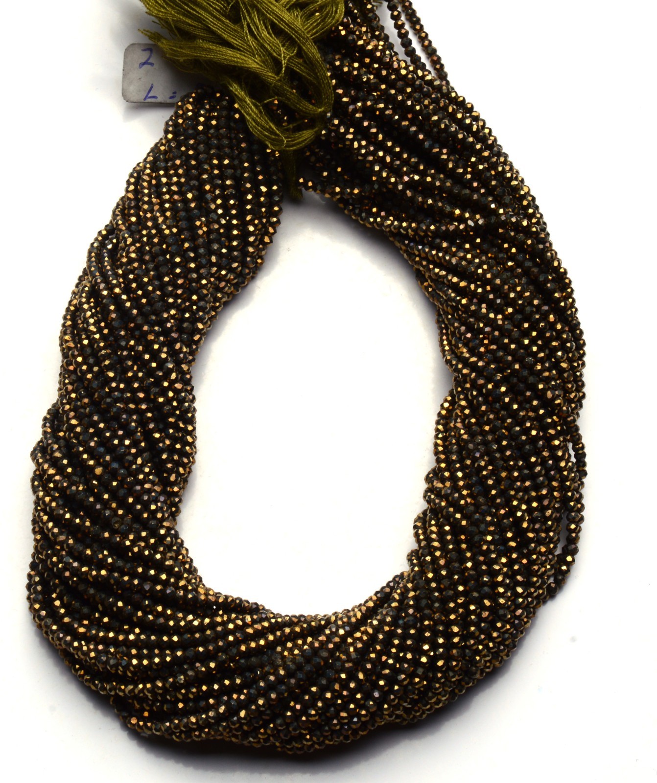 Natural Gemstone Golden Pyrite Micro Faceted 2.5MM Round Beads 13″ Strand