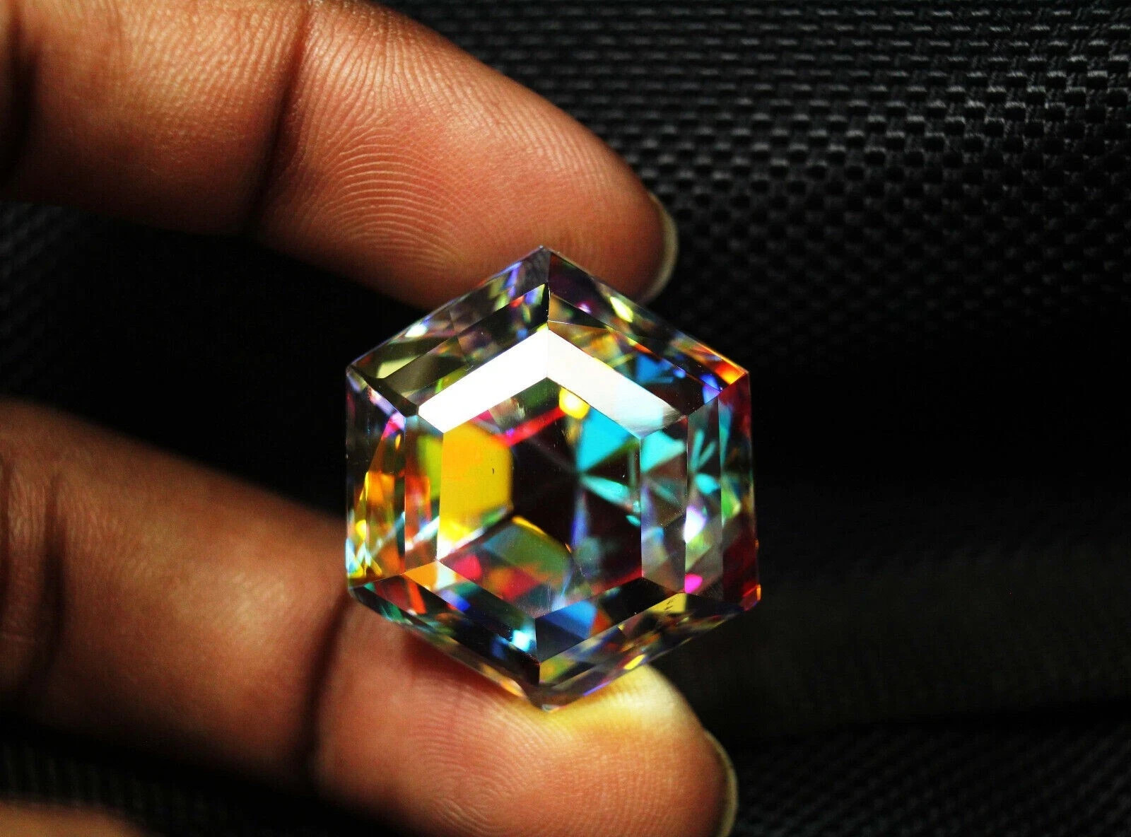50.5 CT+ Rainbow Color Hexagon Cut Natural Mystic Topaz Certified Loose Gemstone