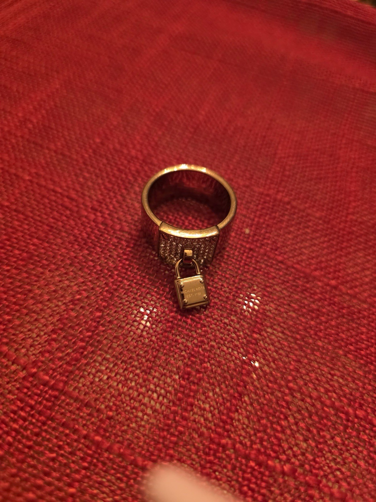 Vintage Michael Kors Padlock Charm Ring Rose Gold Size 8